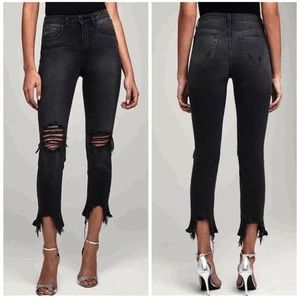 L’AGENCE Jeans 24 High Line High Rise Skinny Nighttime Destruct Raw Distressed
